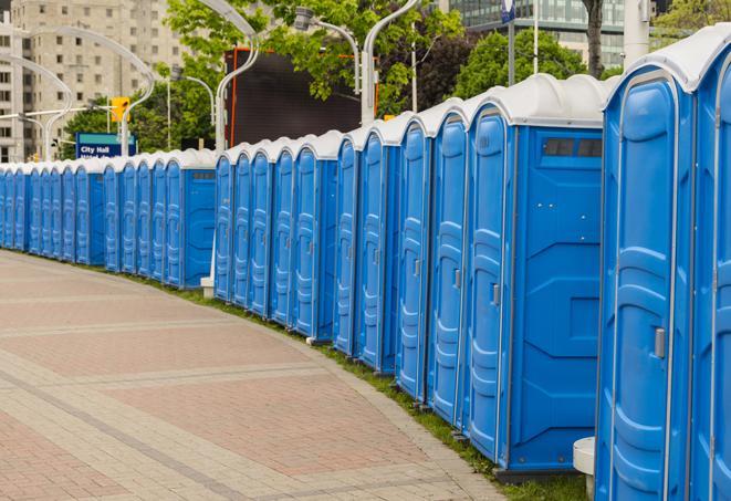 Seasonal porta potty units set up at a Hattiesburg, Mississippi venue