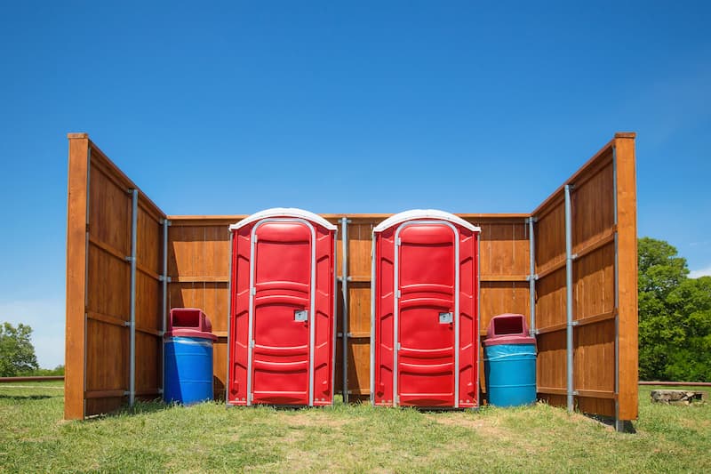 Short-term porta potty units staged for delivery in Hattiesburg, Mississippi