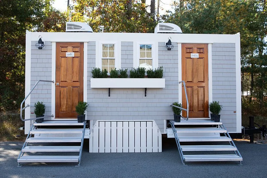 Wedding restroom units discretely staged at a venue in Hattiesburg, Mississippi